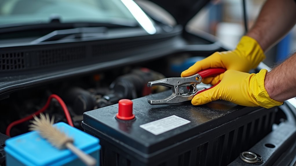 clean car battery terminals safely