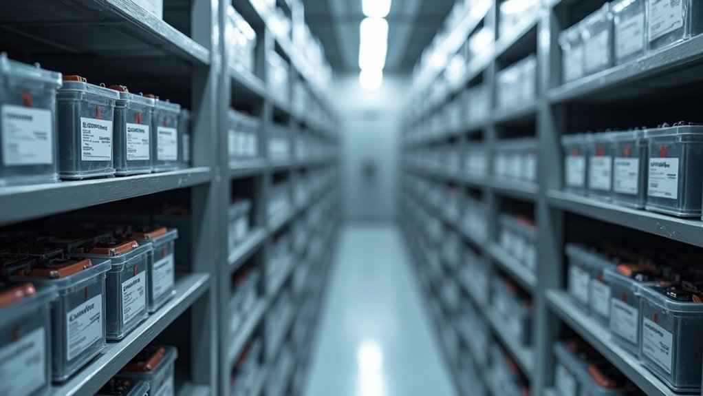 store batteries partially charged
